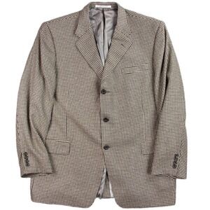 Hickey Freeman 100% Cashmere Blazer Mens 46R Black White‎ Houndstooth Sport Coat